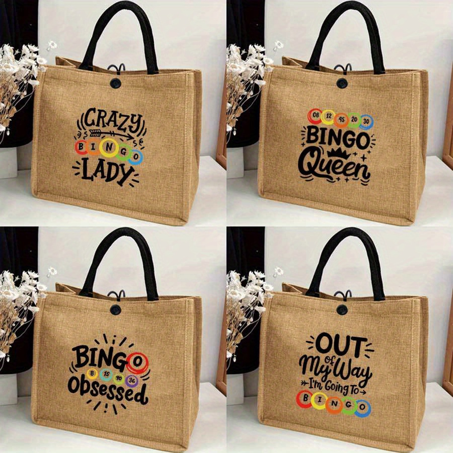 Tote Bag Beach - 女性用ビンゴプリントトートバッグ（ビンゴカード柄）- 明るい色のハンドバッグ、通勤、学校、ショッピング、旅行、ビーチに最適