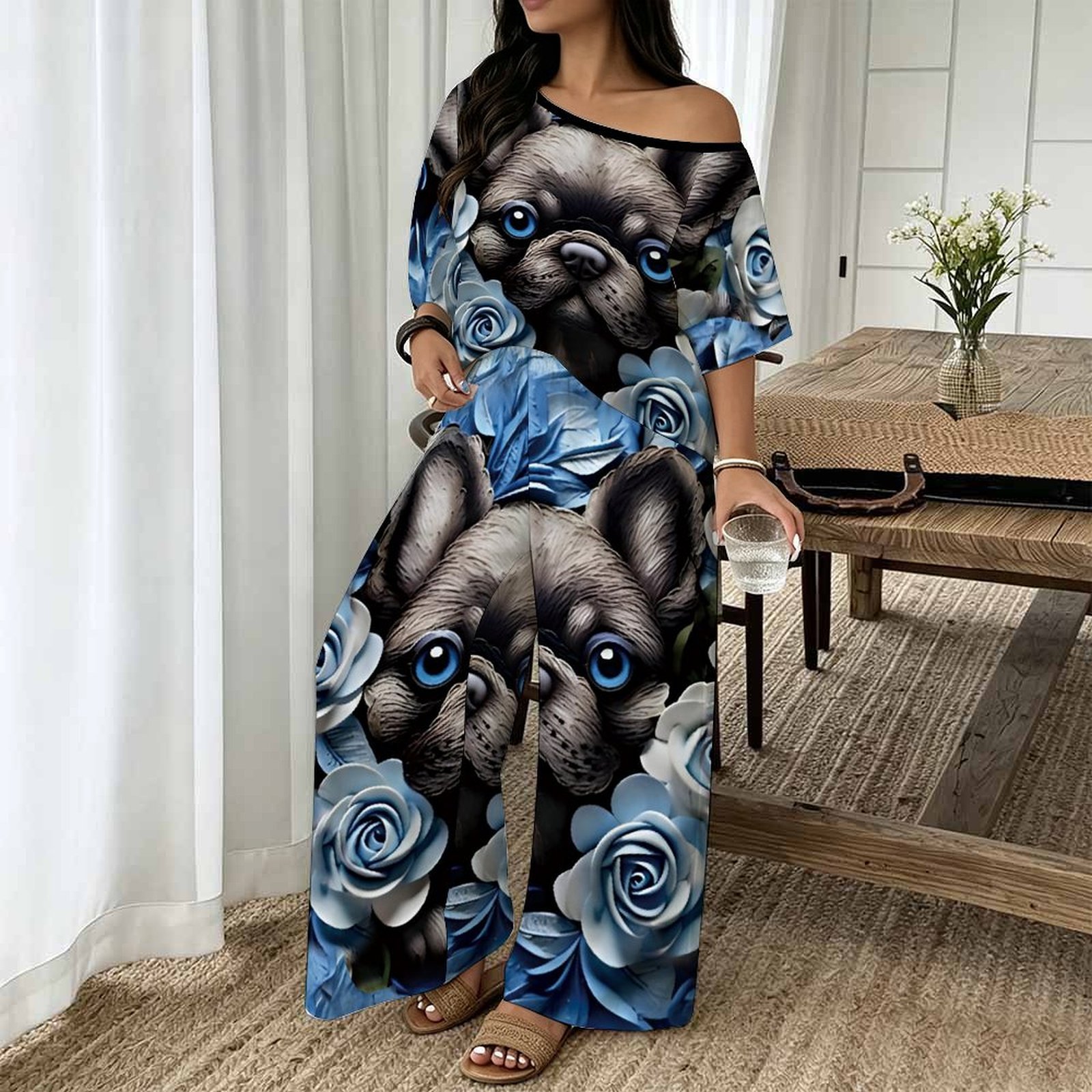 プラスサイズ女性用春夏ファッションプリントツーピースオフショ - Blouse Off Shoulder のレビューと価格